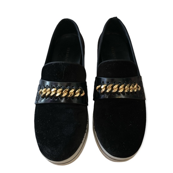 Stella McCartney Velvet Gold Chain Platform Shoes - Picture 12 of 17